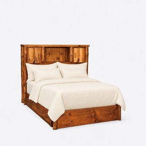 Rustic Log Bookcase Bed with Storage Drawers