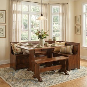 Traditional 5-Piece Solid Wood Corner Nook Set