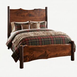 Amish Big Creek Hickory Log Bed with Live Edge