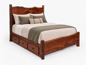 Big Creek Hickory Log Bed with Live Edge