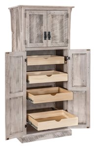 Modern Farmhouse 4-Door Pantry Cabinet with Roll-Out Shelves