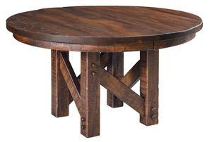 Tacoma Rough Sawn Wormy Maple Wood Single Pedestal Dining Table