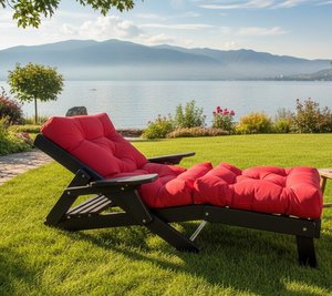 Poly Siesta Upholstered Folding Chaise Lounge with Foot Rest