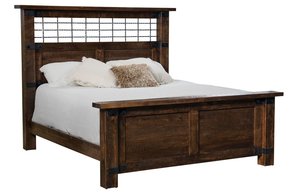 Amish Rustic Rough Sawn Maple Wood Iron Bed