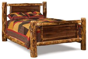 Handcrafted Unique Real Rustic Log Wood Panel Bed