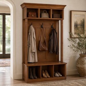 Handcrafted Claremore Hall Seat with Cubbies for Entryway