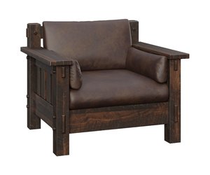 Dutton Rough Sawn Wood Living Room Lounge Arm Chair