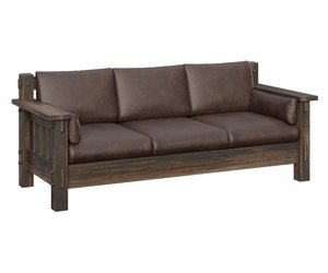 Dutton Rough Sawn Brown Maple Wood Mission Sofa