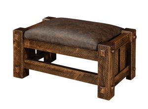 Rustic Rough Sawn Wood Dutton Upholstered Ottoman