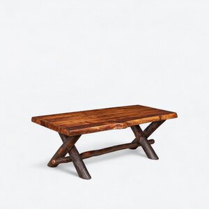 Big Creek Hickory Log Coffee Table with Live Edge Top