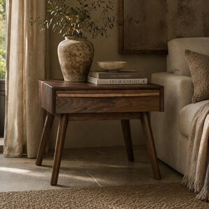 Amish Mid-Century Modern Tall Nightstand with Legs