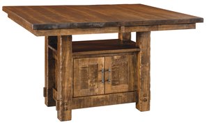 Dutton Rough Sawn Brown Maple Wood Counter Height Cabinet Dining Table