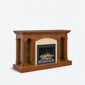 Amish 76" Solid Wood Wall Mantel with Electric Fireplace Insert
