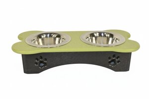 Poly Elevated Double Bowl Small Dog Food Diner, 2 Cups
