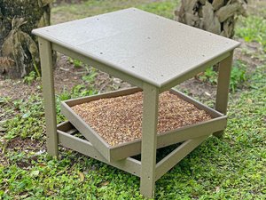 Poly Large Modern Ground Bird Feeder with Removable Tray - DutchCrafters Exclusive