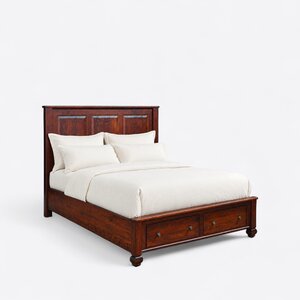 Stratsburg Cherry Wood Panel Bed with Storage
