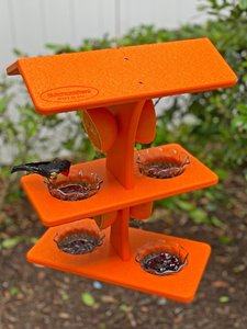 Poly Double Deck Jelly Cup Oriole Bird Feeder with Orange Holders