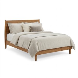 Liberty Simple Wood Platform Bed with Headboard