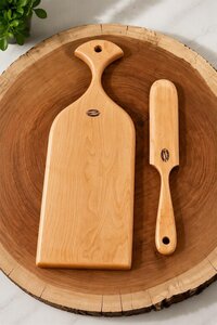 American Made Maple Wood Large Cutting Board and Butter Knife Gift Set In-Stock