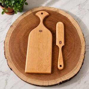 American Made Maple Wood Large Cutting Board and Butter Knife Gift Set In-Stock