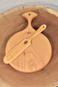 Handcrafted Round Bread Board & Butter Knife Gift Set In-Stock