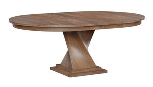 54" Maple Wood Oxnard Modern Single Pedestal Extension Dining Table - Quick Ship