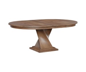 54" Maple Wood Oxnard Modern Single Pedestal Extension Dining Table - Quick Ship