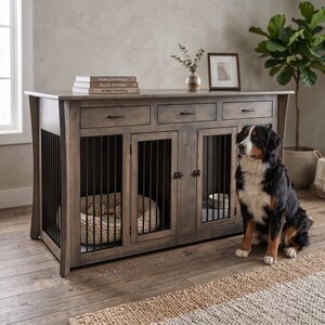 Caledonia Double Wooden Dog Crate Furniture with Beds