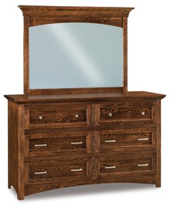 Broderick Solid Wood 6-Drawer Dresser with Optional Beveled Mirror