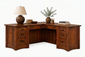 Timberleaf Mission Corner Desk with Optional Hutch Top