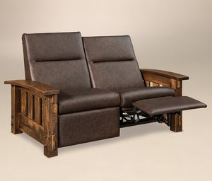 Dutton Rough Sawn Maple Mission Wall Hugger Reclining Loveseat