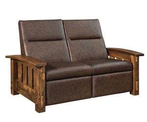 Dutton Rough Sawn Maple Mission Wall Hugger Reclining Loveseat