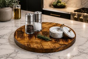 American Made Rough Sawn Maple Wood Lazy Susan