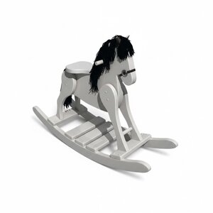 Small Deluxe White Lace Paint with Black Mane Rocking Horse In-Stock