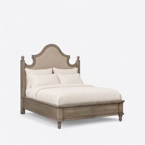 Modern Farmhouse Upholstered Bed with Scalloped Headboard