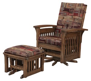 Oak Wood Winthrop Mission Swivel Glider Chair - Quick Ship