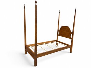 Outlet: Tiger Maple Twin XL Colonial Pencil Post Bed  In-Stock