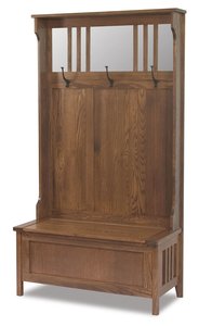 Solid Wood Entryway Hall Tree Bench with Storage