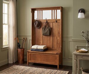 Solid Wood Entryway Hall Tree Bench with Storage