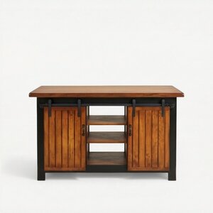 Honey Brook Pine Barn Door Kitchen Island