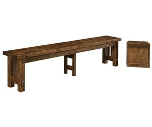 San Antonio Rustic Wormy Maple Wood Backless Dining Bench - Quick Ship