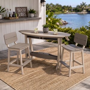 Poly Surf Board Outdoor Dining Table Set