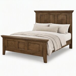 Mockingway Solid Cherry Wood Panel Bed - Quick Ship
