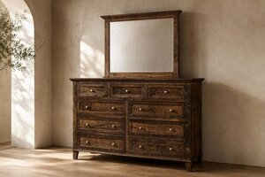 Mockingway Solid Cherry Wood 9-Drawer Dresser - Quick Ship