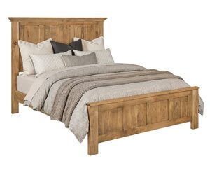 Markleway Rustic Hickory Bed Frame with Panel Headboard- Quick Ship