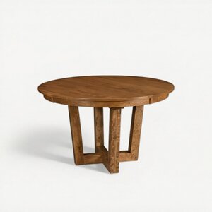 Astor Modern Round Single Pedestal Dining Table - Unique Geometric Base