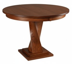 Solid Wood Oxnard Twisted Small Single Pedestal Dining Table - Modern Style