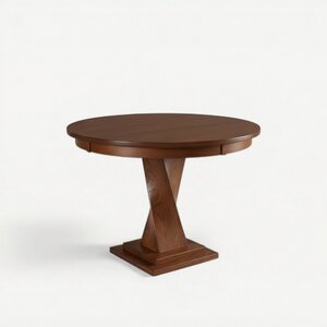 Solid Wood Oxnard Twisted Small Single Pedestal Dining Table - Modern Style