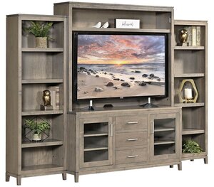 Stonehill 108" Modern Entertainment Center with Side Bookcases