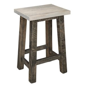 Rustic Rough-Cut Maple Wood Backless Counter and Bar Stool
